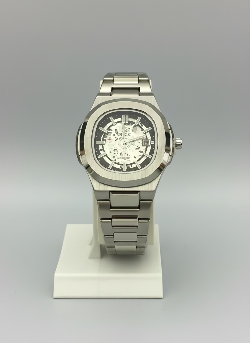 Stain Less Steel-Butterfly Buckle With Black Dial